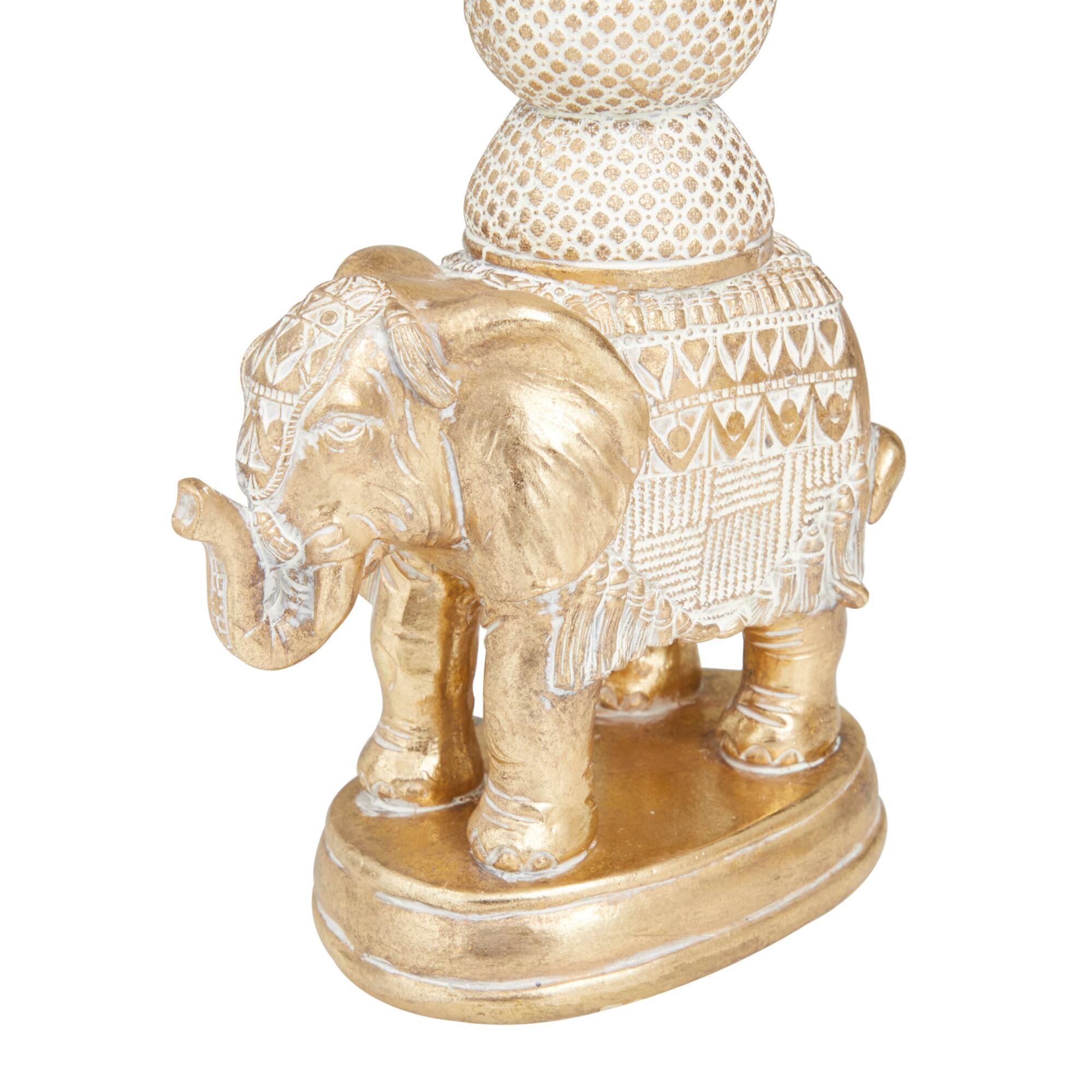 Set of 2 Gold Polystone Traditional Candle Holders, 13" x 6" x 4"